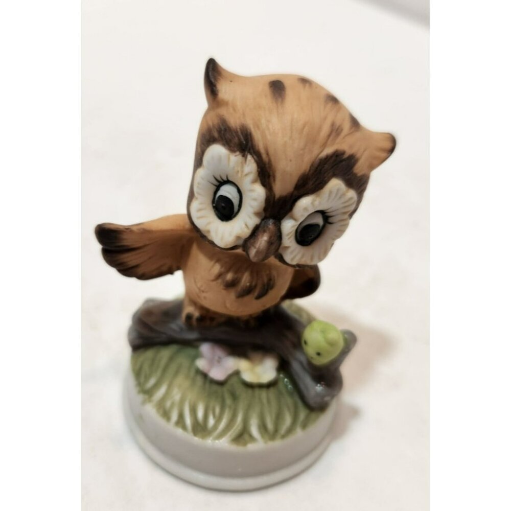 Vintage Napcoware Ceramic Brown Owl 3" Tall Figurine